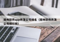 郑州软件app开发公司排名（郑州软件开发公司排行榜）